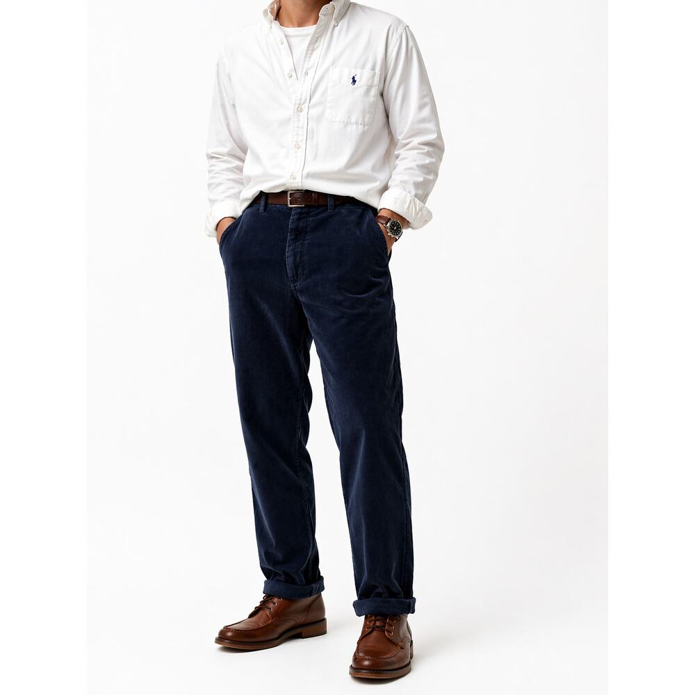 Polo Ralph Lauren Preston Fit Corduroy Pants 40x32 Navy Blue Classic Casual